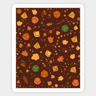 Autumn Leaves and Polyhedral Dice Tabletop RPG Pattern Sticker